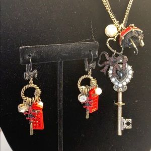Betsey London key necklace & earrings